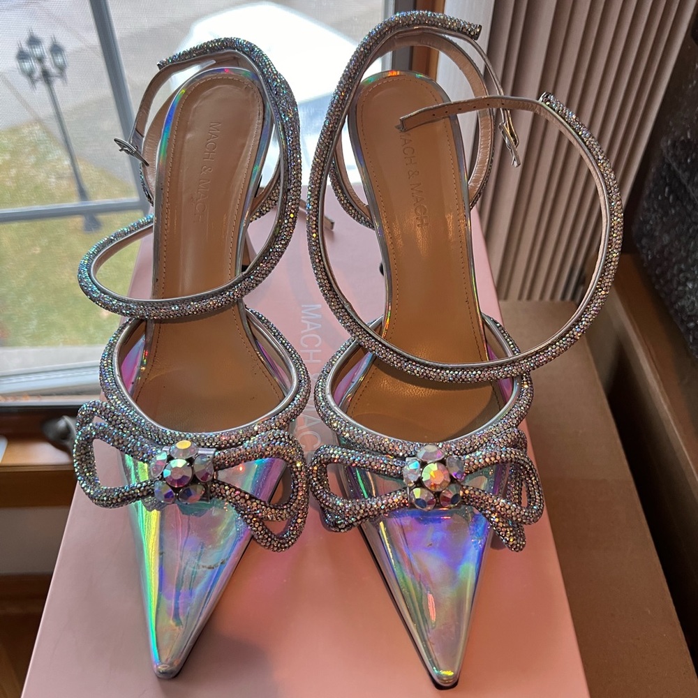 Authentic Mach&Mach Holographic Shoe, 4” heel, size 39.5, minimally used, w/box